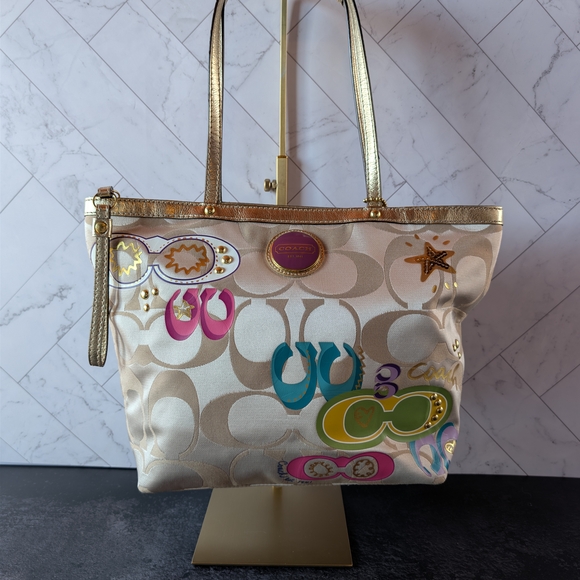 Coach Handbags - Coach Poppy Signature Metallic Glam Tote F1169‑F17587